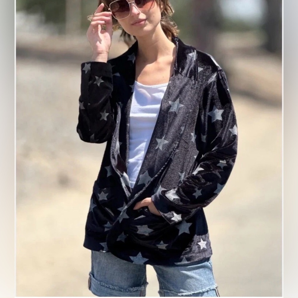 Billy T Midnight Black and Gray Velvet Galaxy Jacket Size Medium​